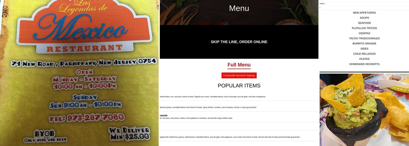 Las Leyendas PARSIPPANY Menu