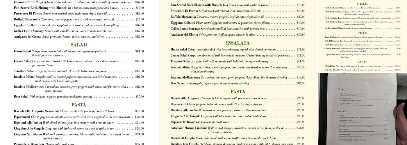 Il Castello's Menu