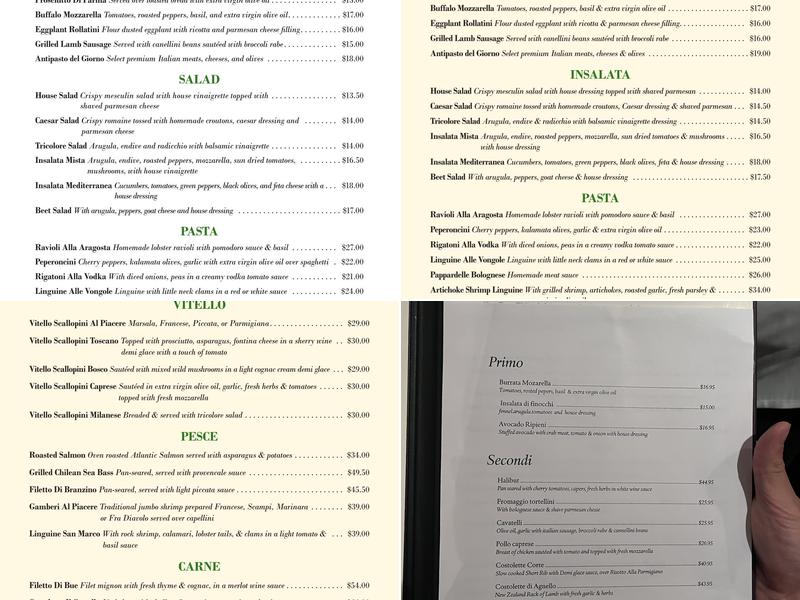 Il Castello's Menu