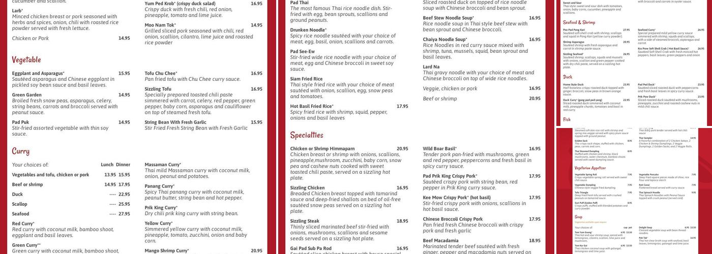 Rice Pot Thai Restaurant Menu