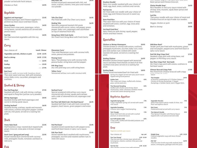 Rice Pot Thai Restaurant Menu