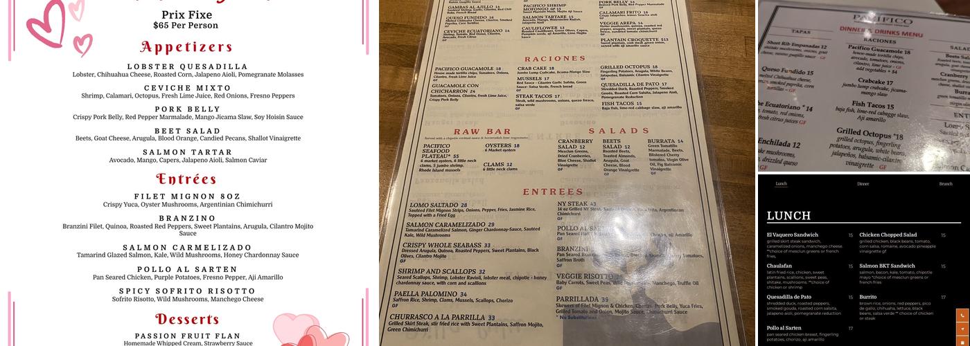 Pacifico Menu