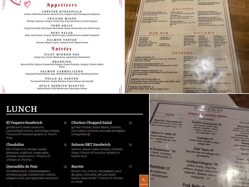 Pacifico Menu