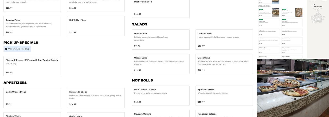 Joe's Pizza & Pasta Menu