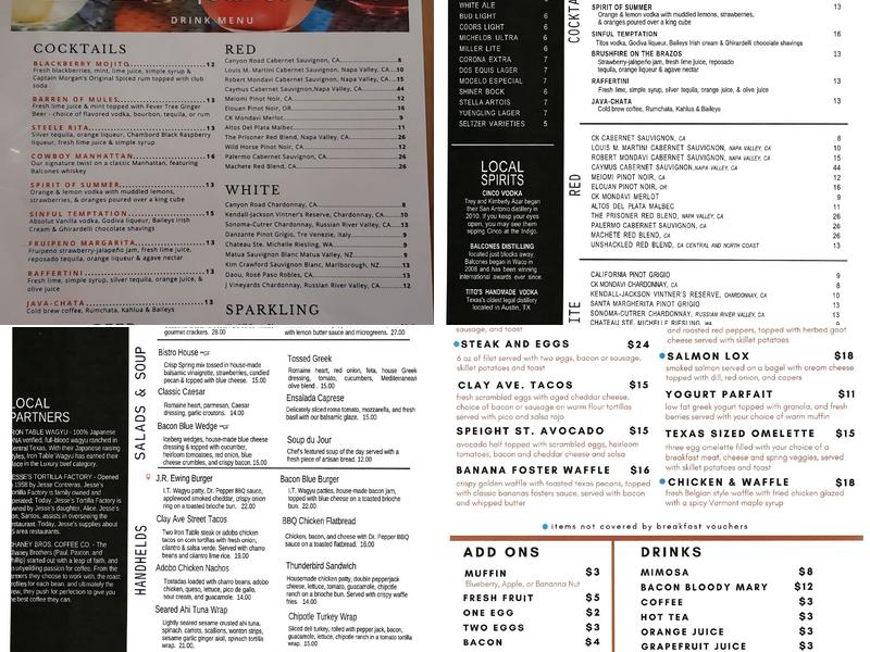 Brazos Bar & Bistro Menu