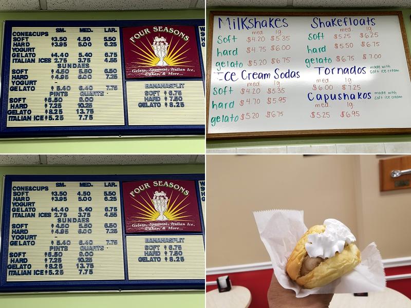 Four Seasons Ice Cream Menu