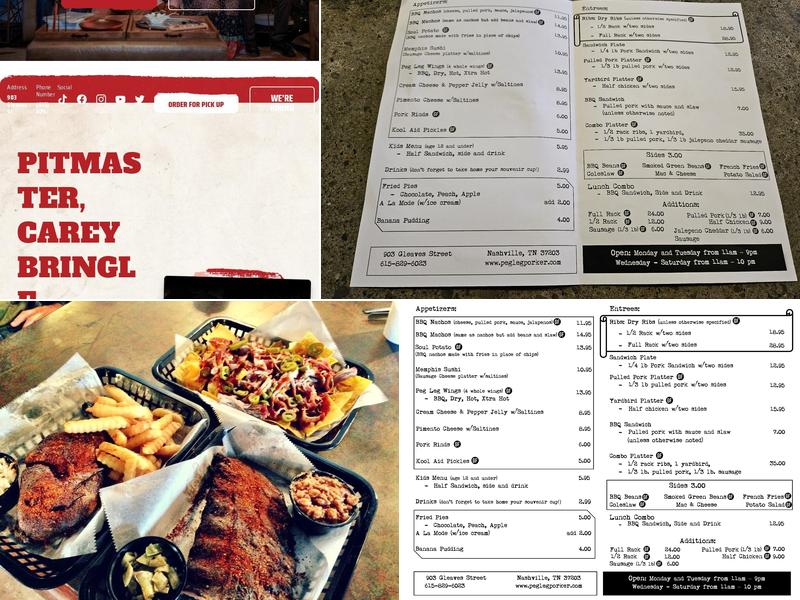 Peg Leg Porker BBQ Menu