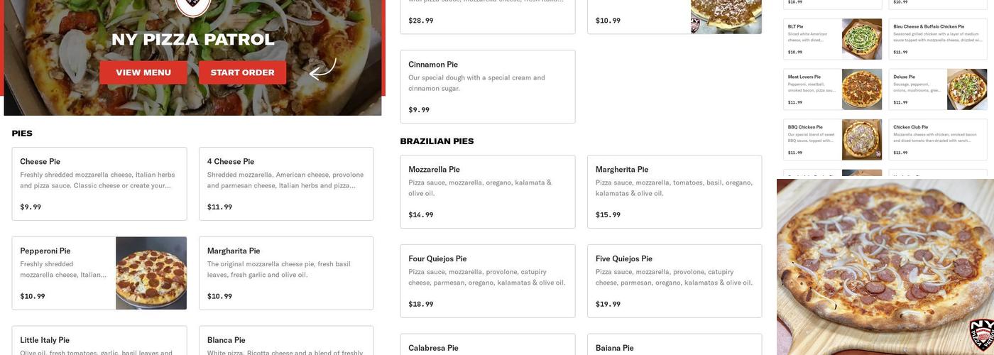 NY Pizza Patrol Menu