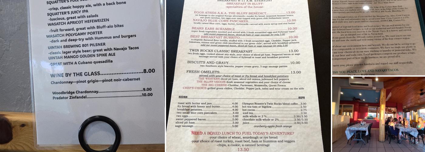 Twin Rocks Café Menu