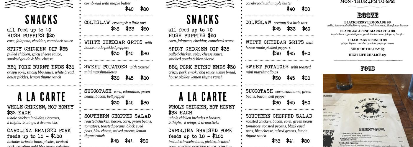 The Eagle OTR Menu