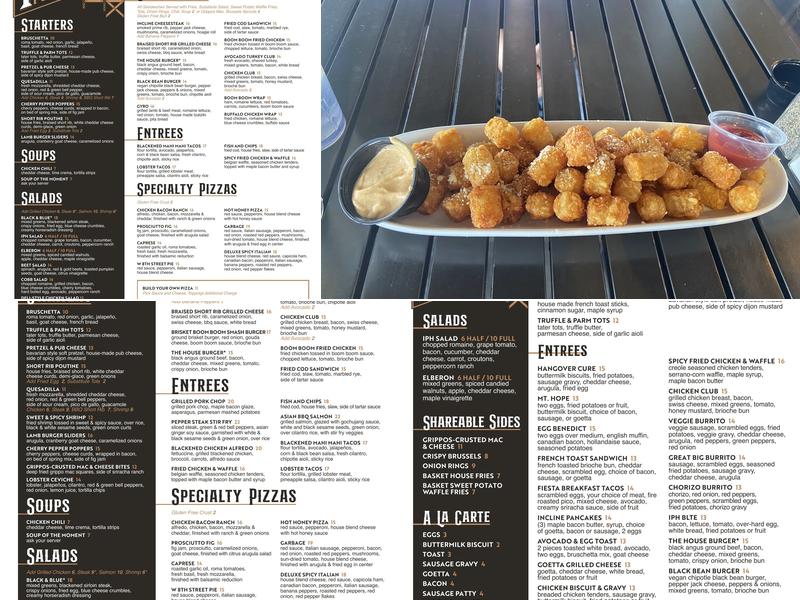 Incline Public House Menu