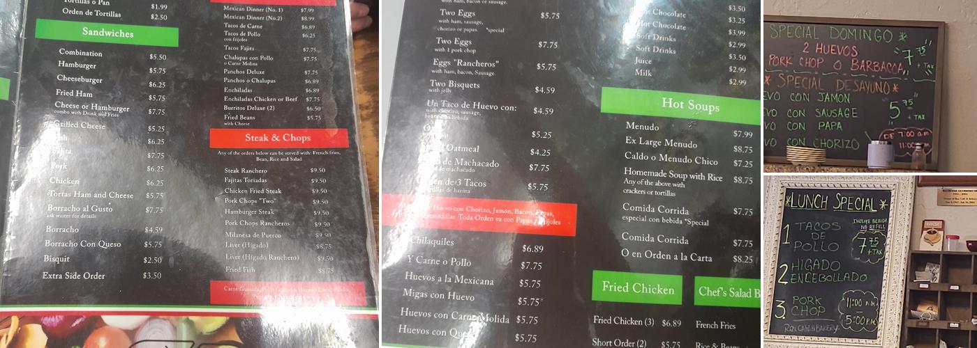 Rex Cafe & Bakery Menu