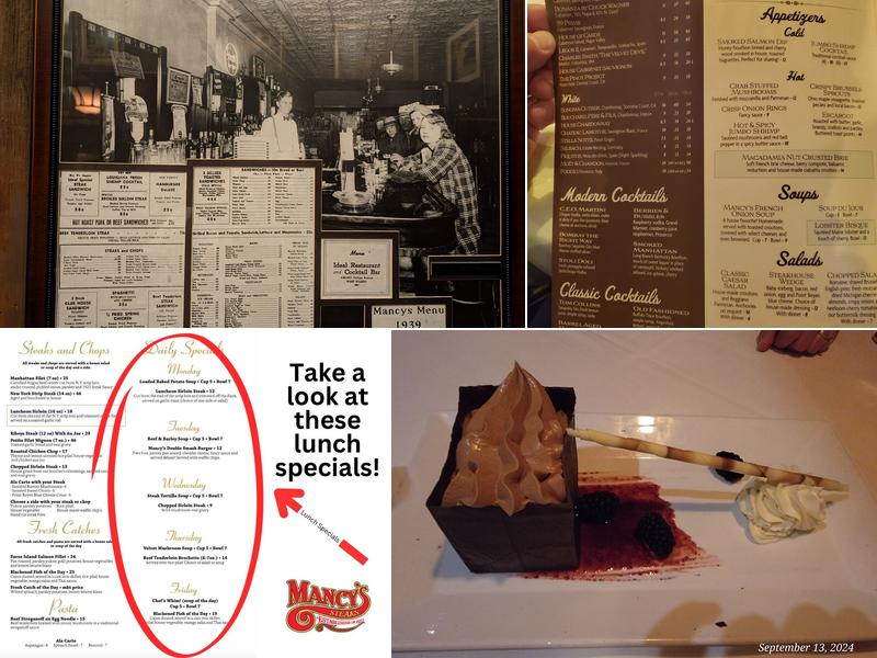 Mancy's Steakhouse Menu