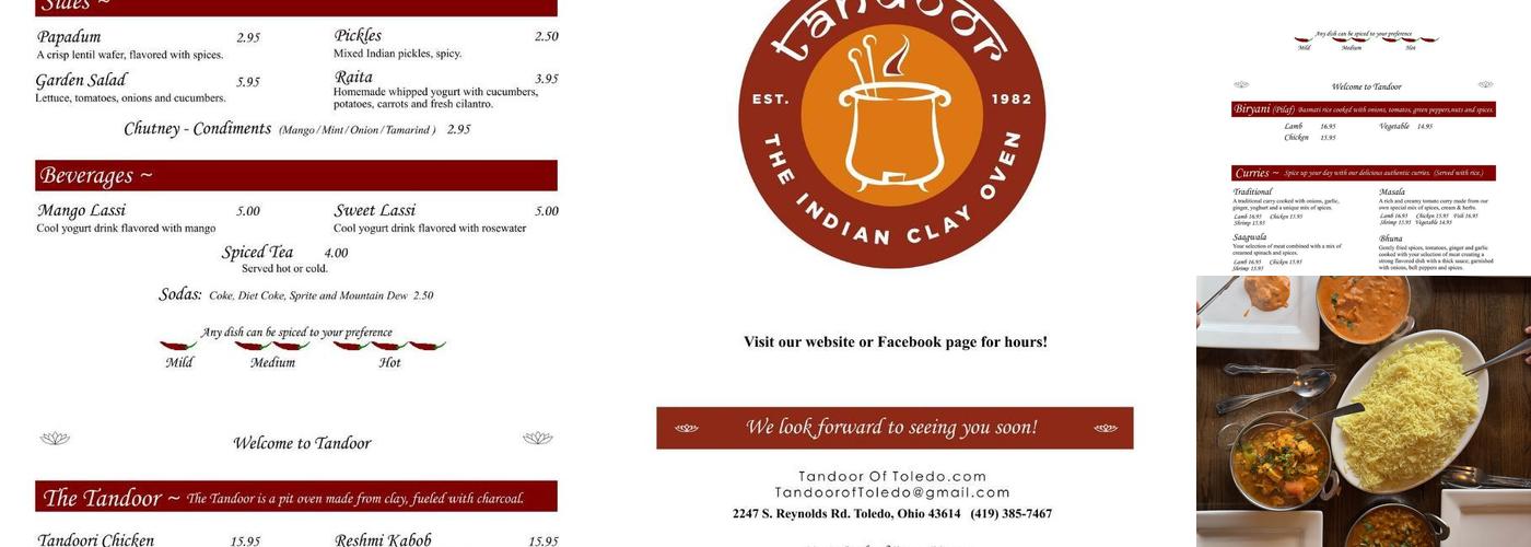 Tandoor Cuisine of India Menu