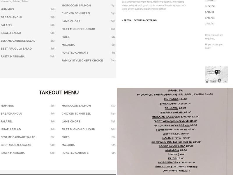 Reef's Restaurant Menu