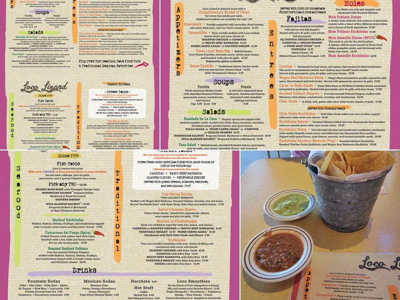 Loco Lizard Cantina Menu