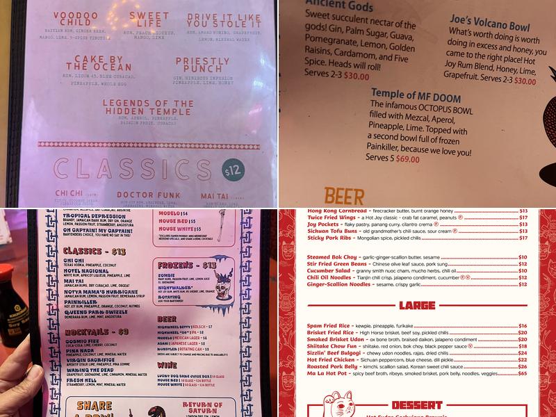 Hot Joy Menu