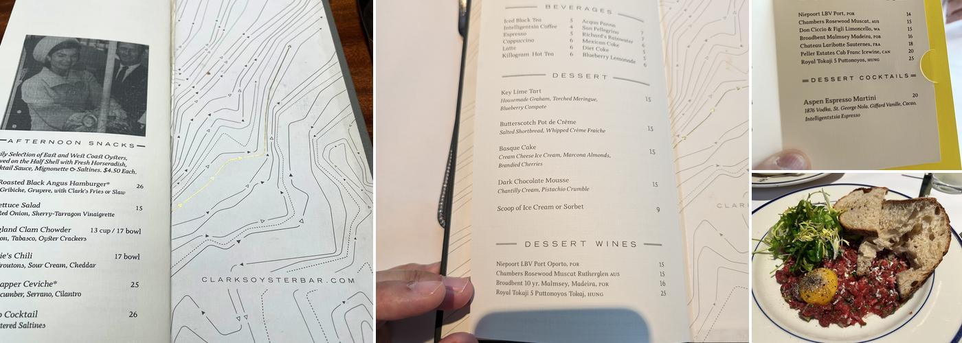 Clark's Oyster Bar - Aspen Menu