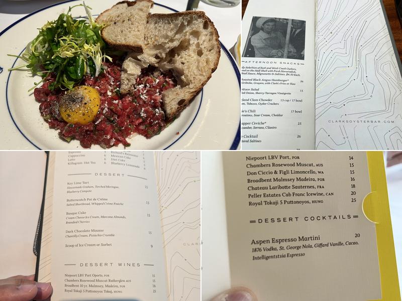 Clark's Oyster Bar - Aspen Menu