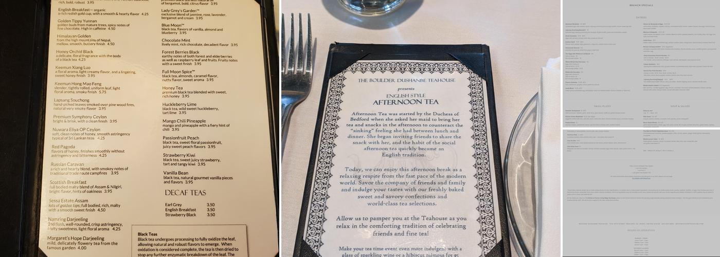 The Boulder Dushanbe Teahouse Menu