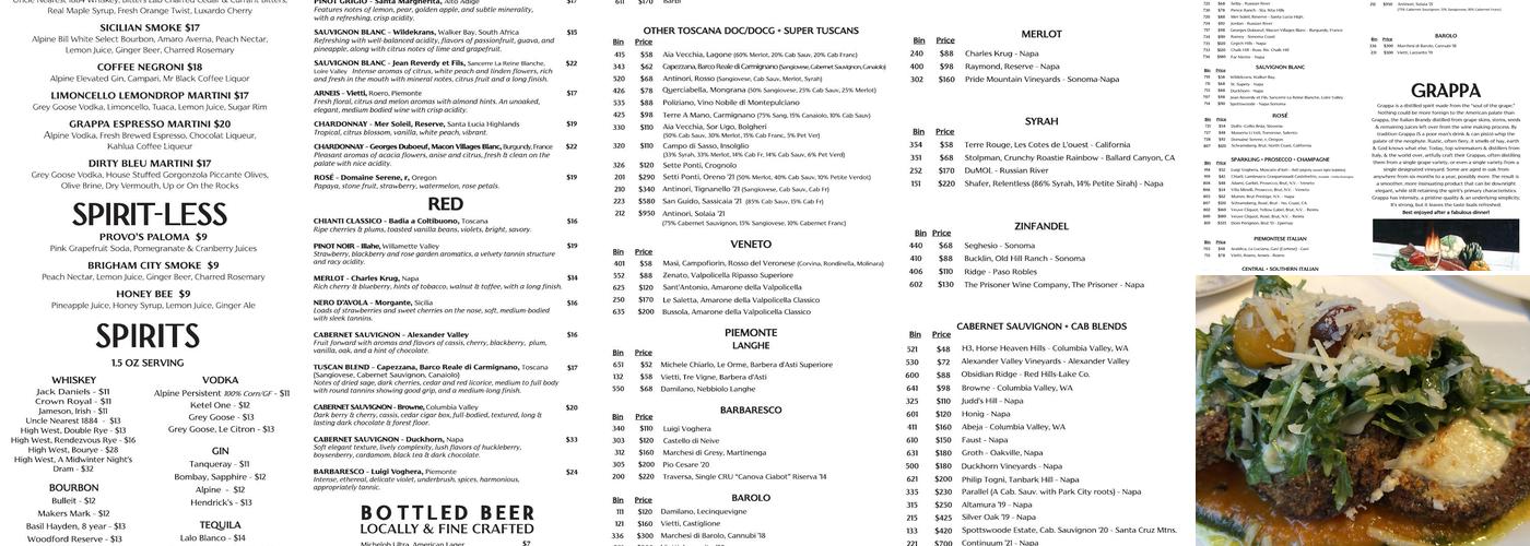 Grappa Menu