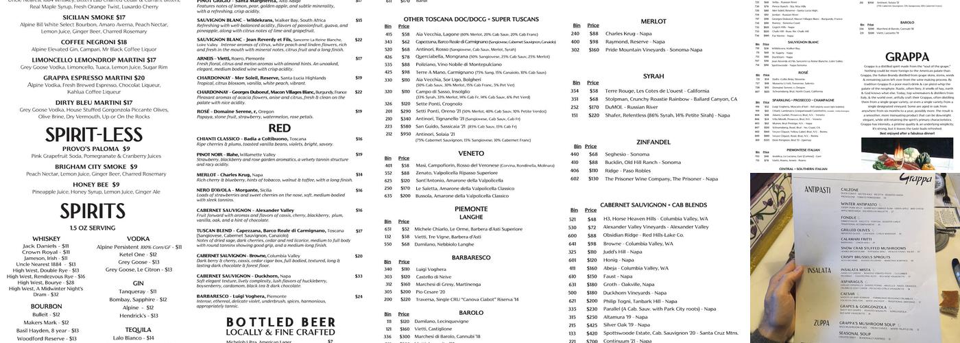 Grappa Menu