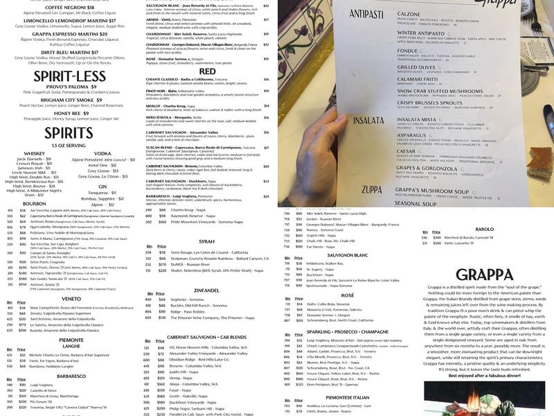 Grappa Menu