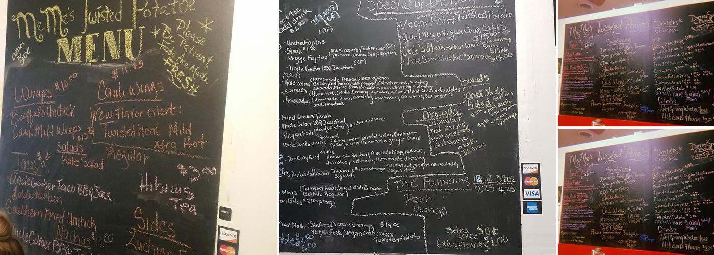 MeMe’s Twisted Potato Menu