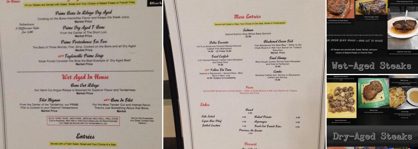 Taylor's Menu