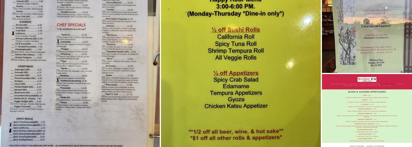 SUSHI EN Menu