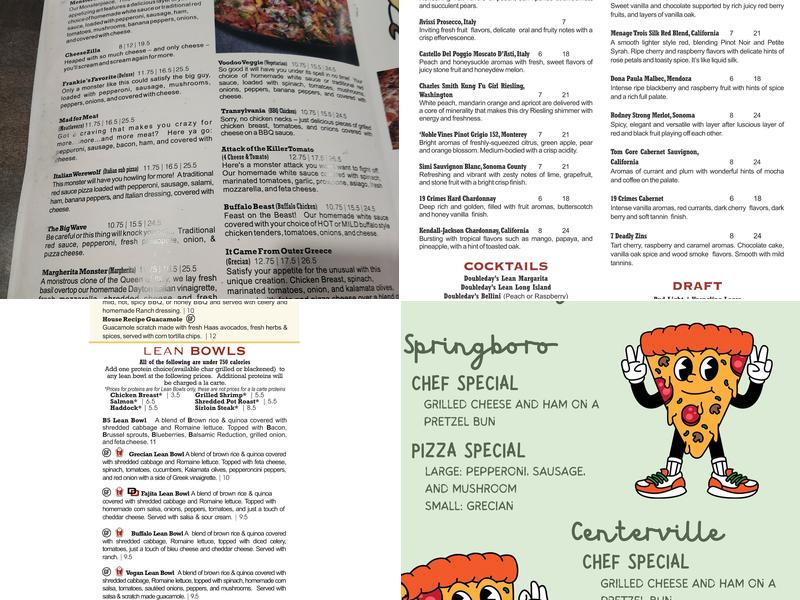 Doubleday's Grill & Tavern Menu