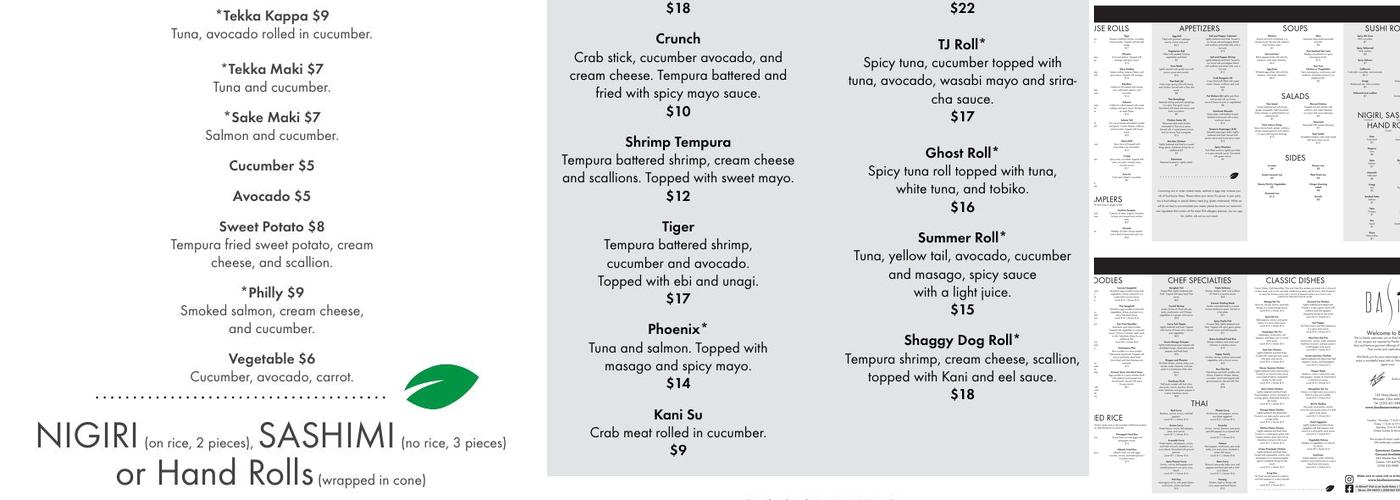 Basil Asian Bistro Menu