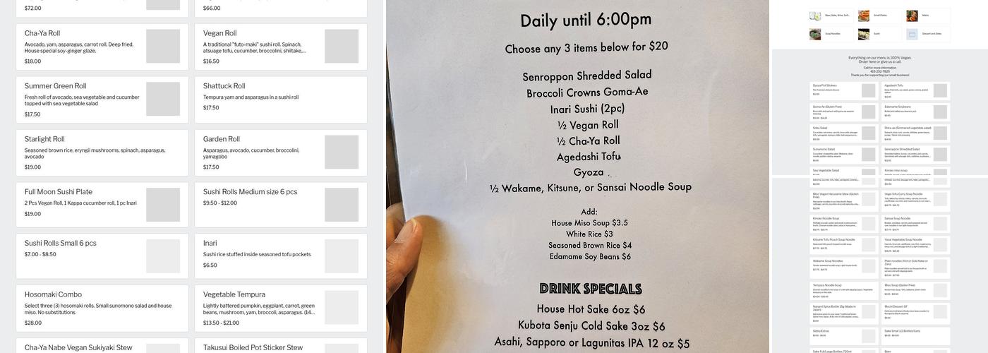 Cha-Ya Menu