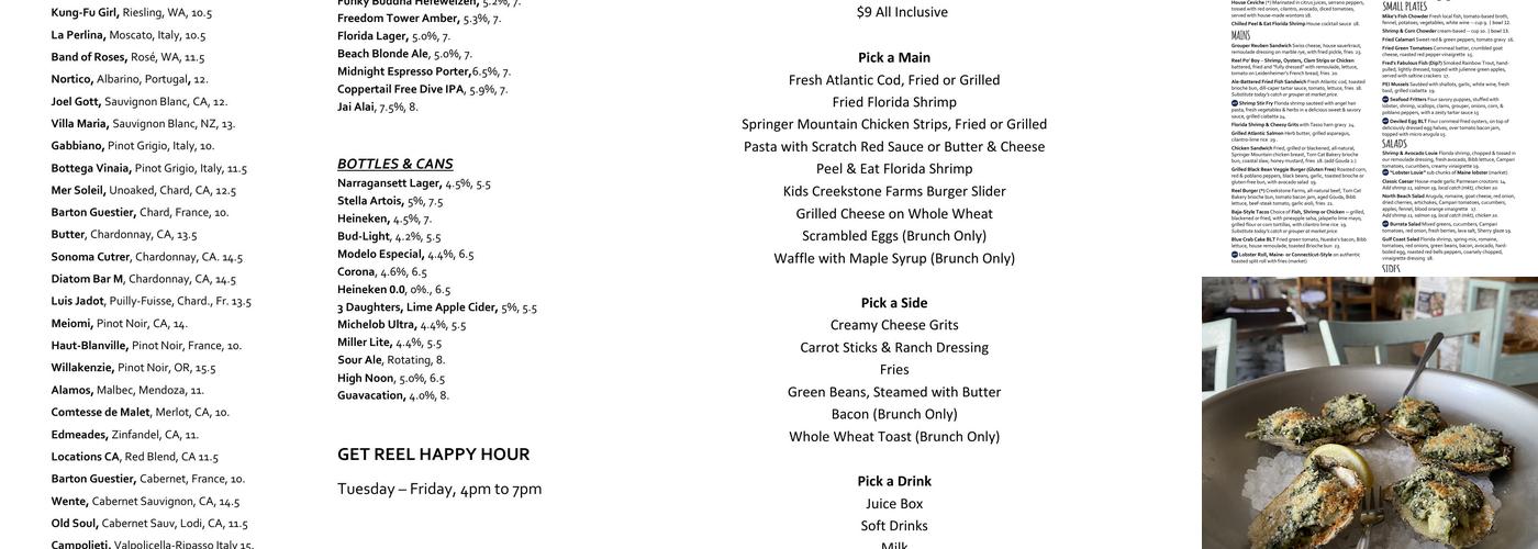 Reel Fish Coastal Kitchen and Bar Menu