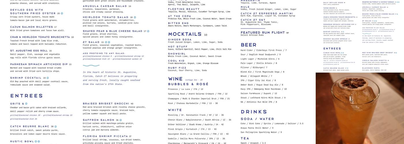 Catch 27 Menu