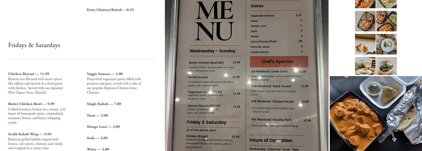 Sohaila's Kitchen Menu