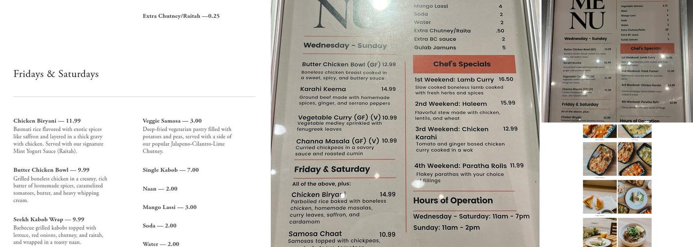 Sohaila's Kitchen Menu