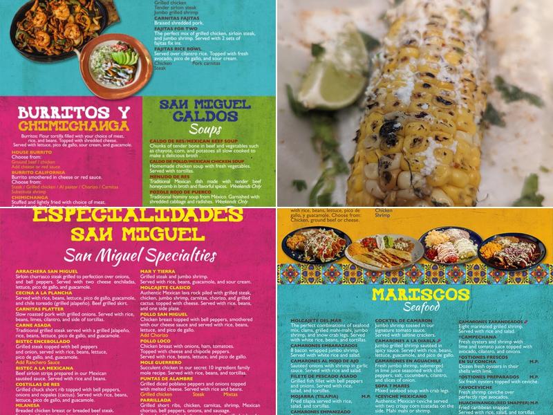 San Miguel Mexican Grill Menu