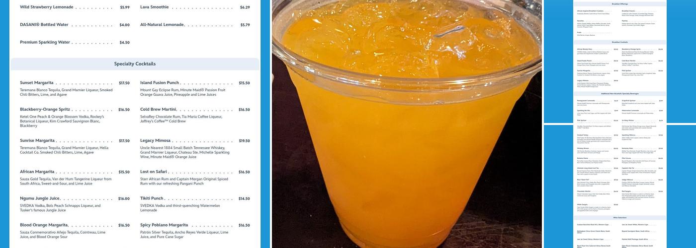 Tusker House Restaurant Menu