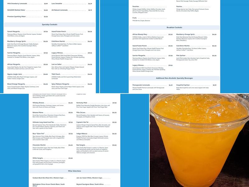 Tusker House Restaurant Menu