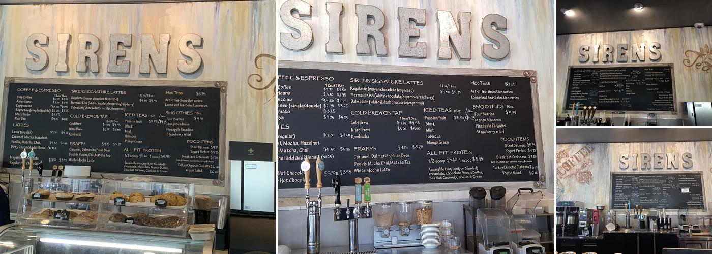 Sirens Java & Tea Menu