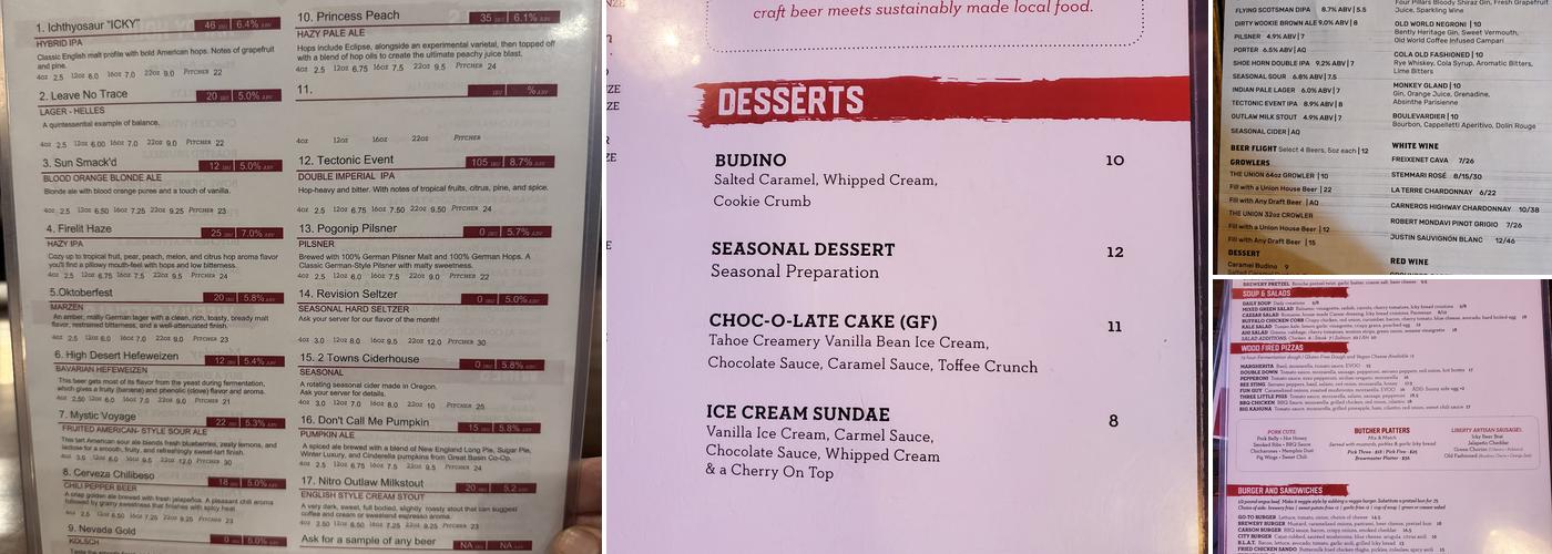 Great Basin Brewing Company - Carson City Menu