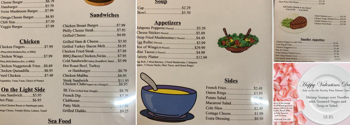 Knotty Pine Restaurant and Lounge Menu