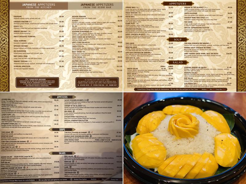 Ziree Thai & Sushi Menu
