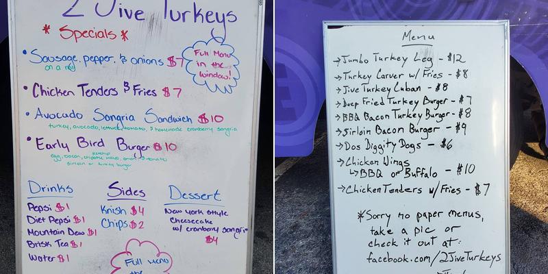 2 Jive Turkeys Menu