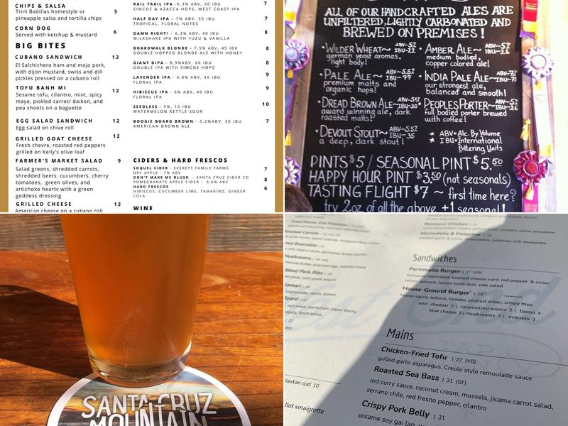 Santa Cruz Mountain Brewing Menu