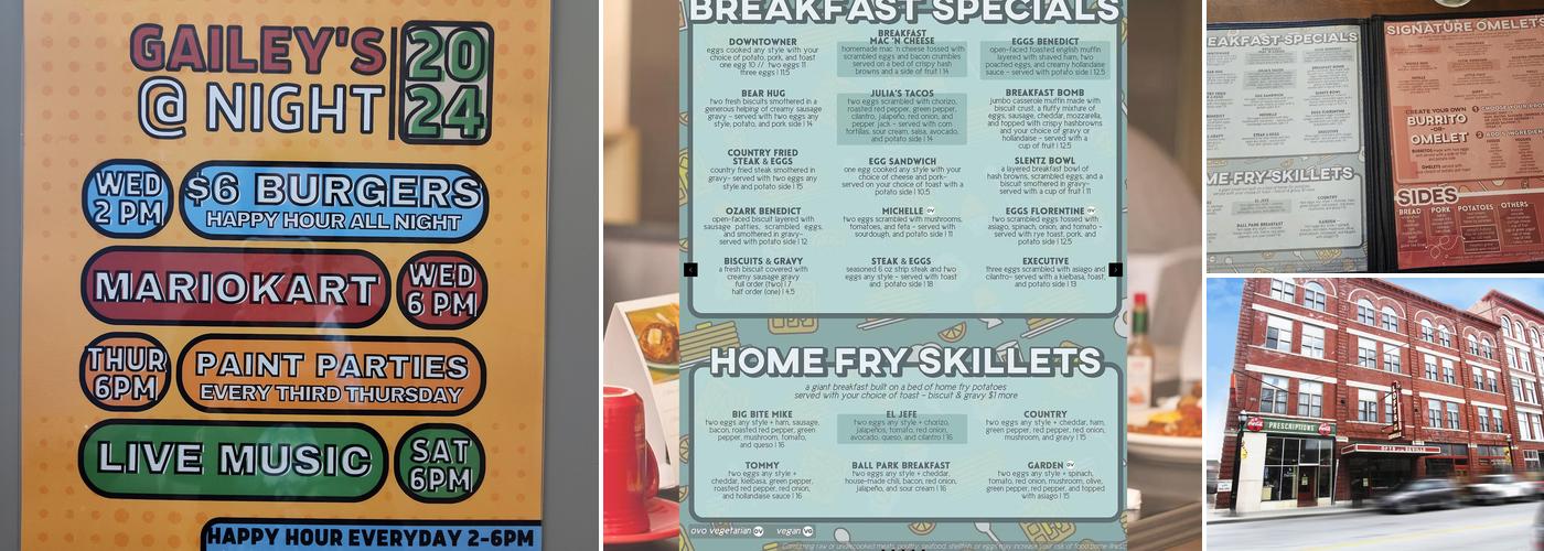 Gailey's Breakfast Cafe Menu