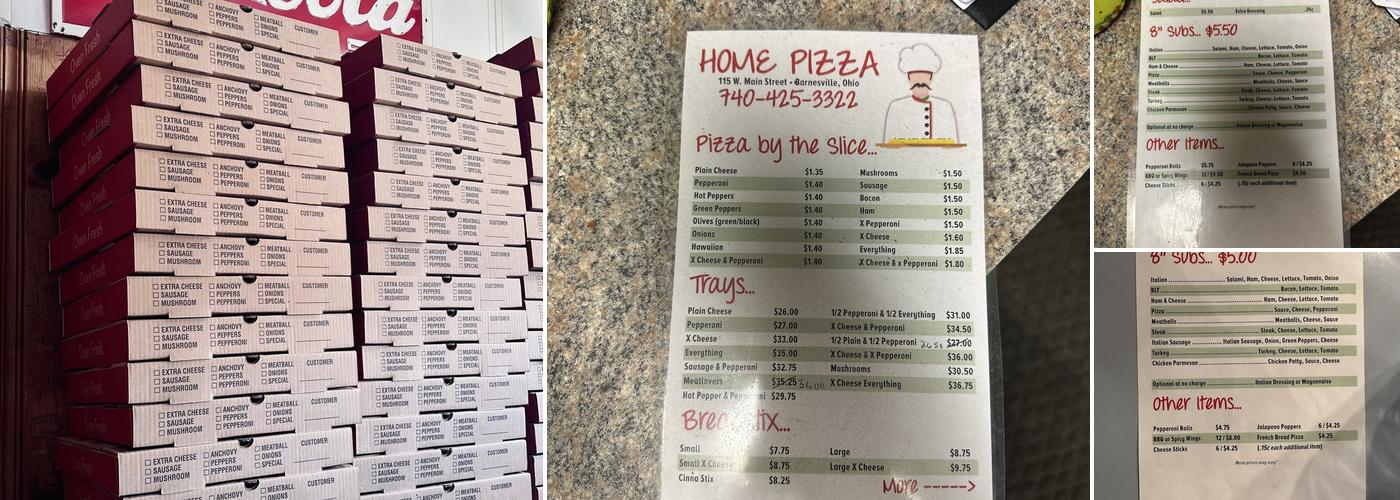 Home Pizza Menu