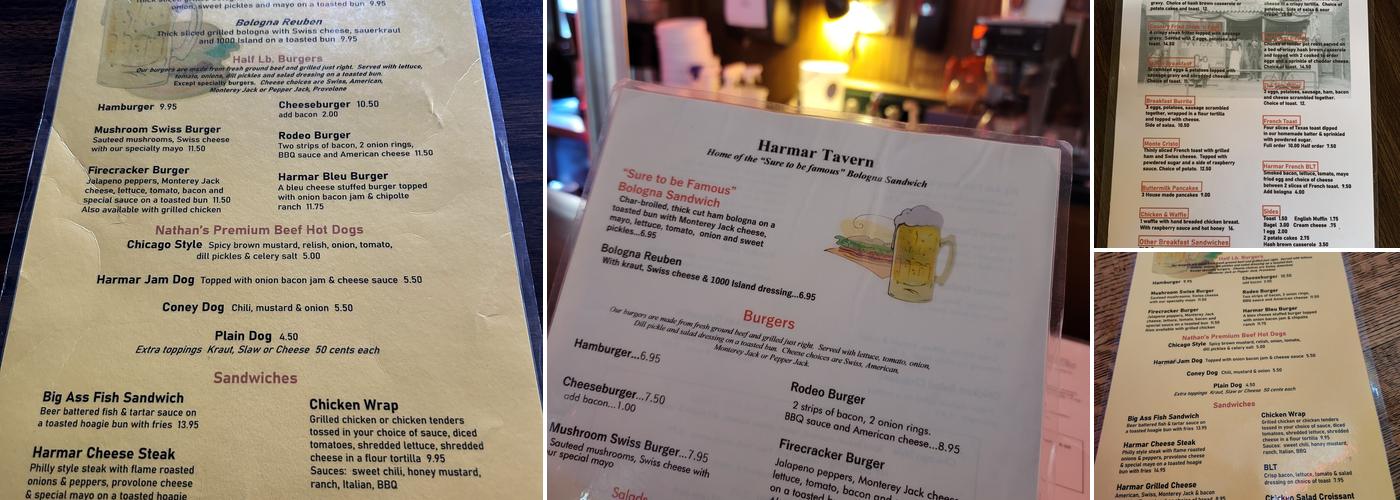 Harmar Tavern Menu