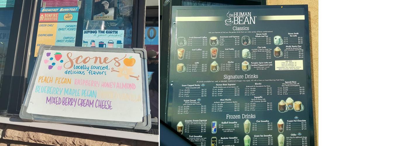 The Human Bean Menu